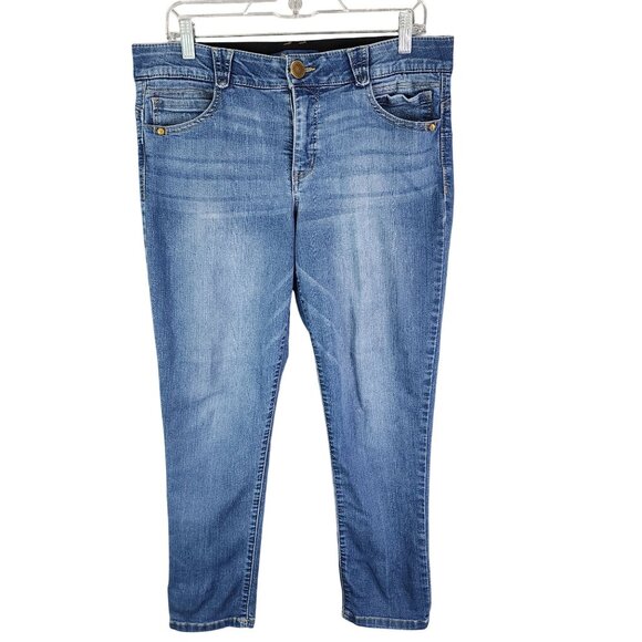 Womens Democracy Ab solution Blue Denim Jeans Mid Rise Med Wash Size 12 - Picture 1 of 11